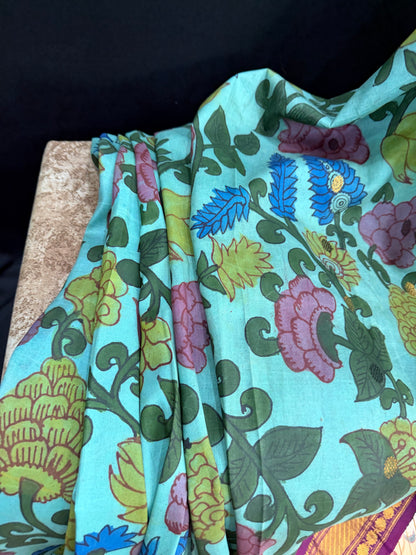 Gadwal silk penkalamkari saree