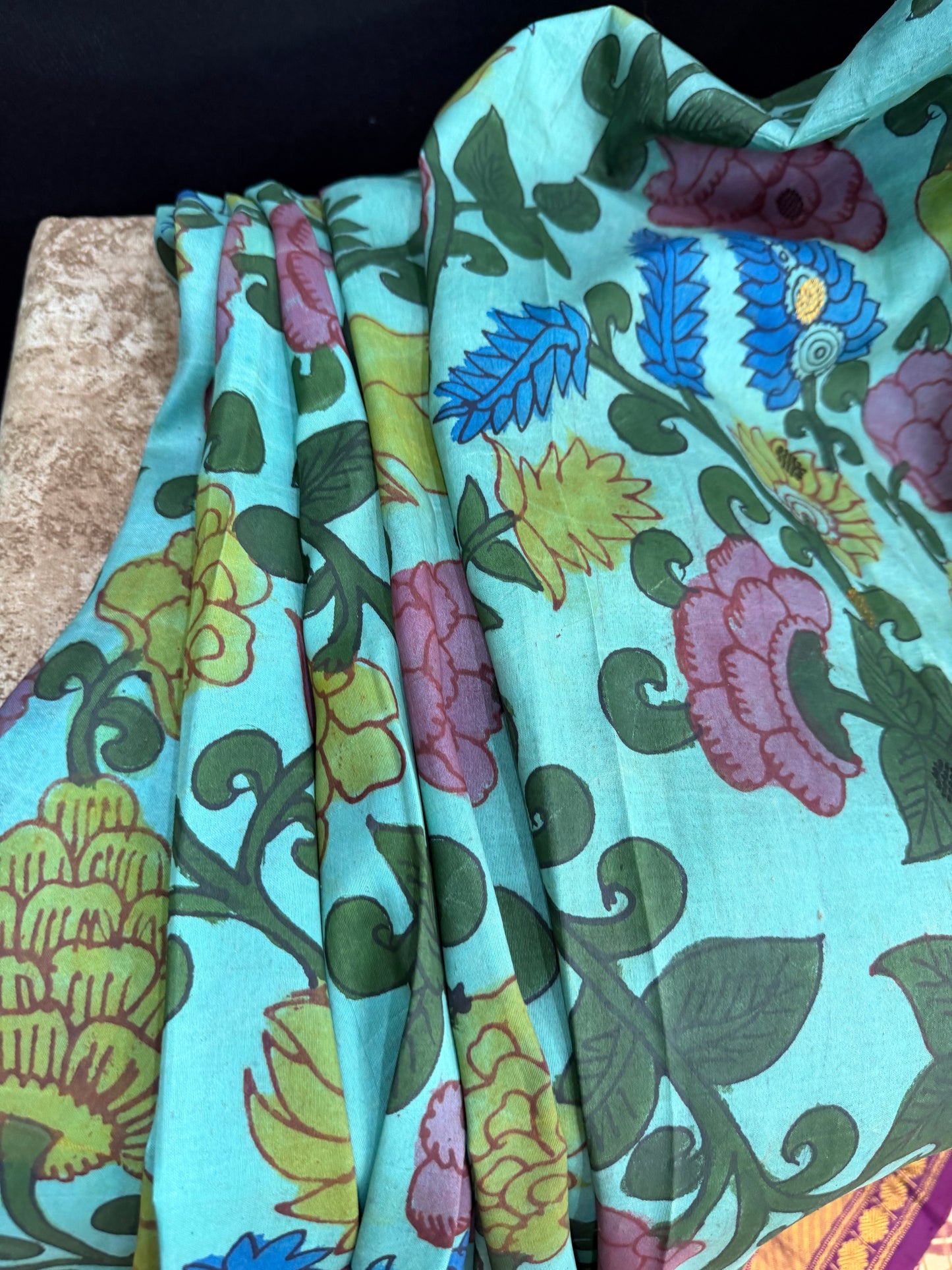 Gadwal silk penkalamkari saree