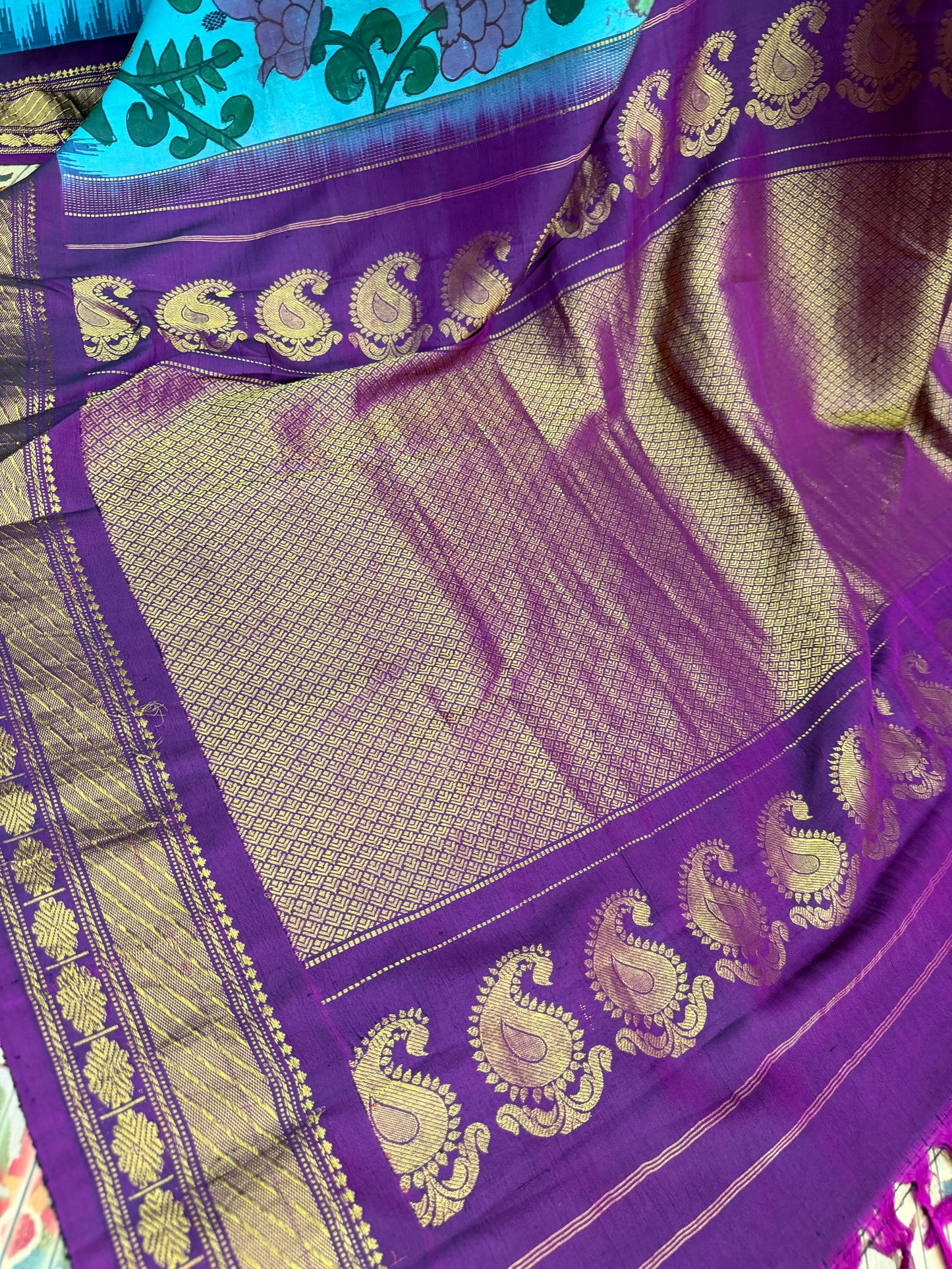 Gadwal silk penkalamkari saree