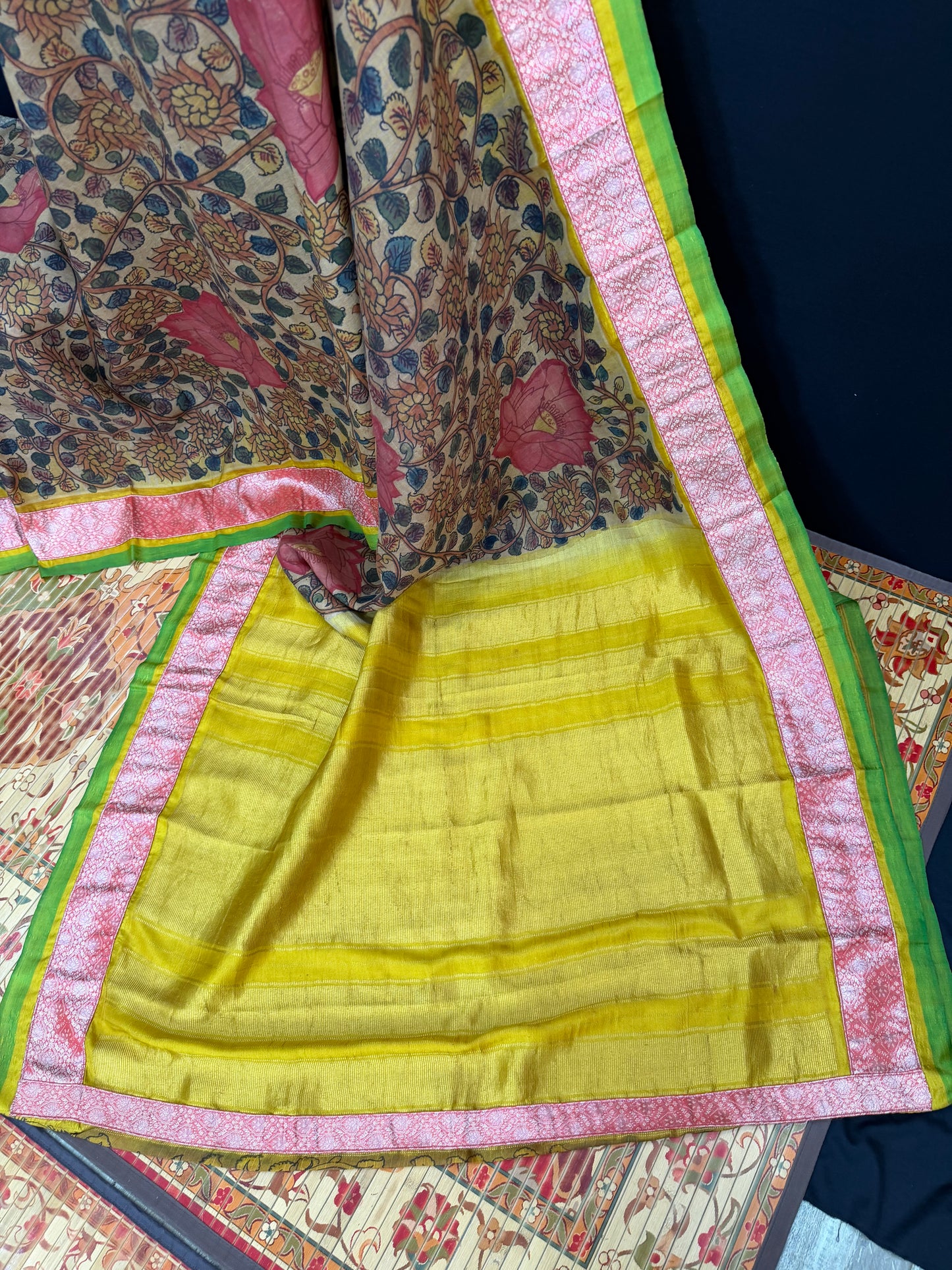 Gadwal silk penkalamkari saree