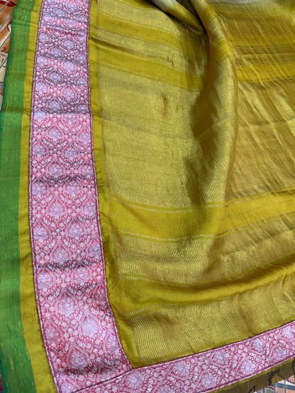 Gadwal silk penkalamkari saree