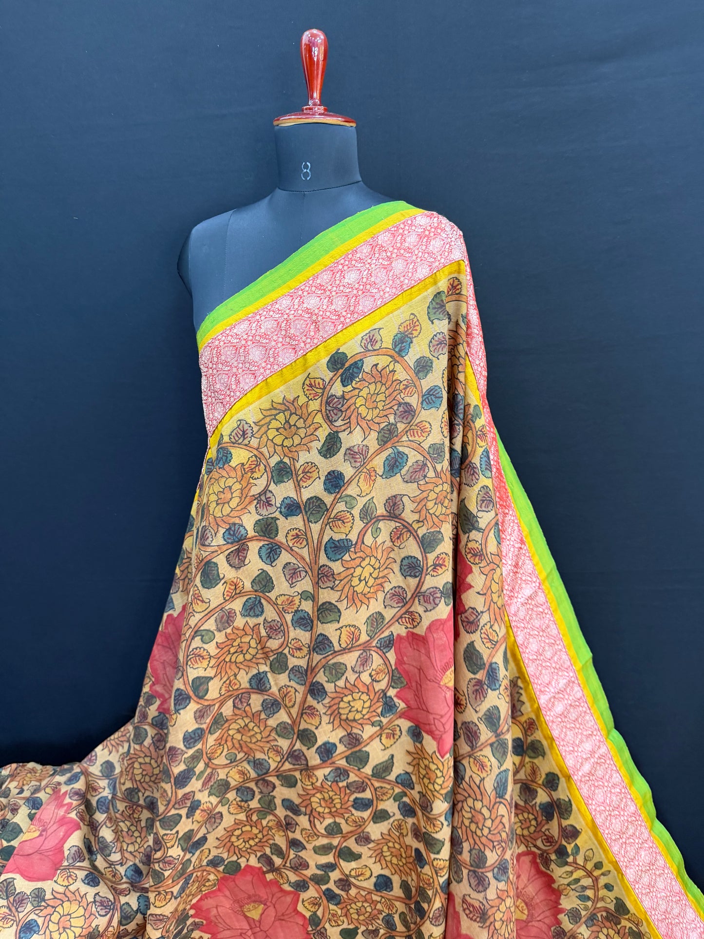 Gadwal silk penkalamkari saree