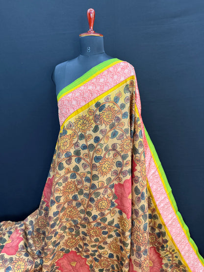 Gadwal silk penkalamkari saree