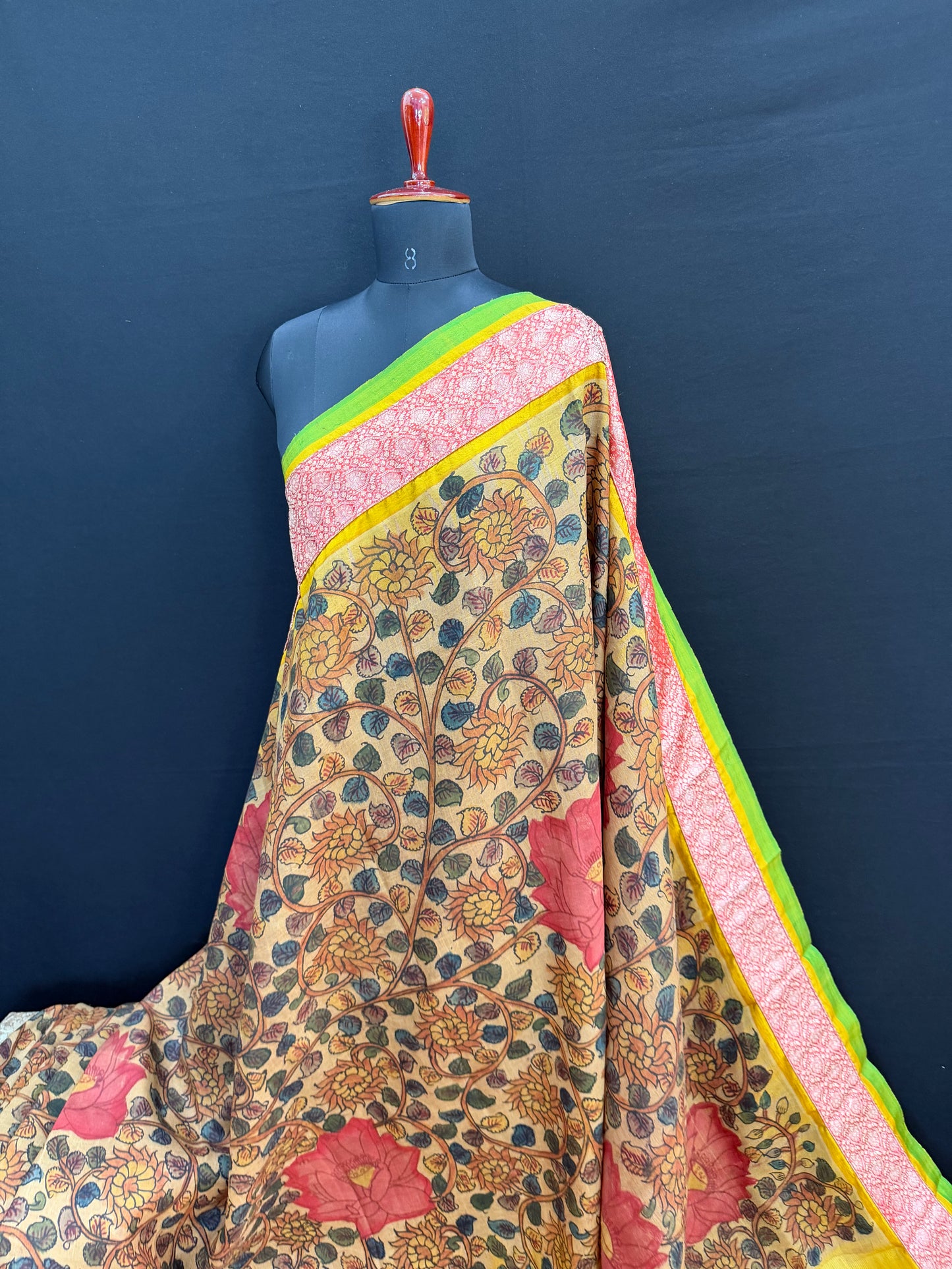 Gadwal silk penkalamkari saree