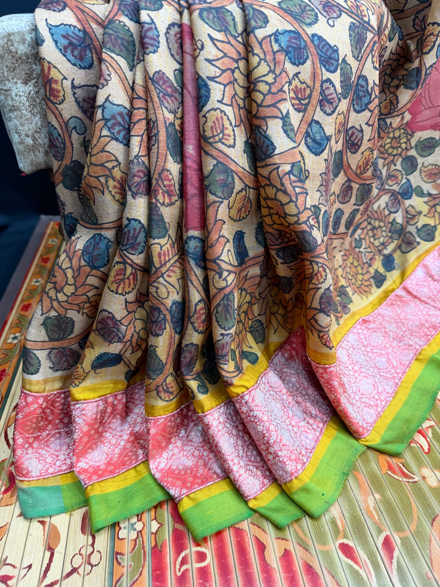 Gadwal silk penkalamkari saree