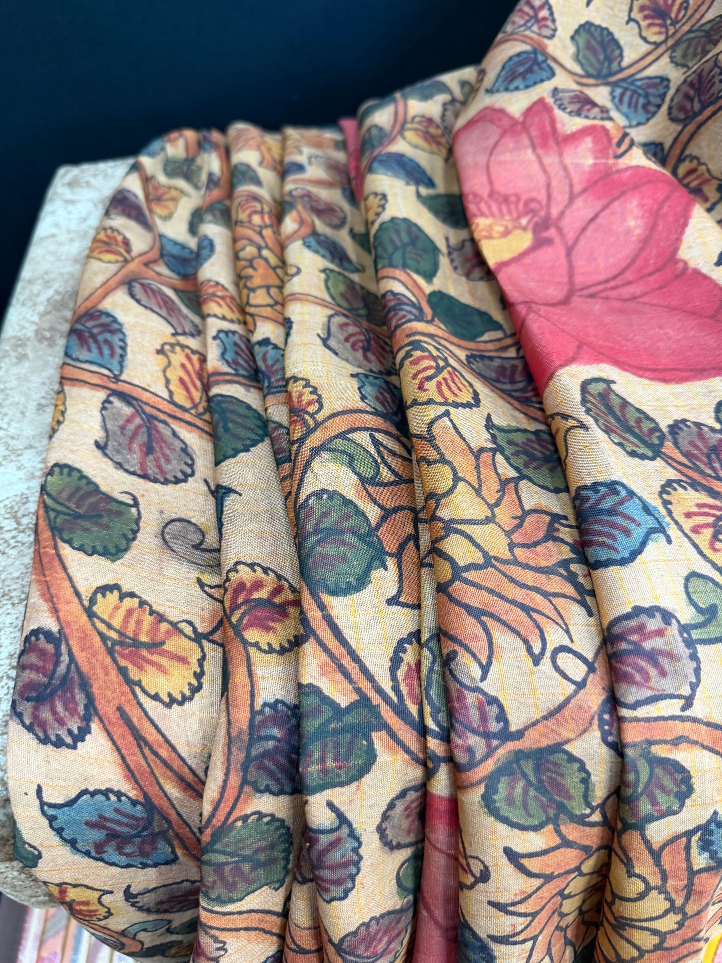 Gadwal silk penkalamkari saree