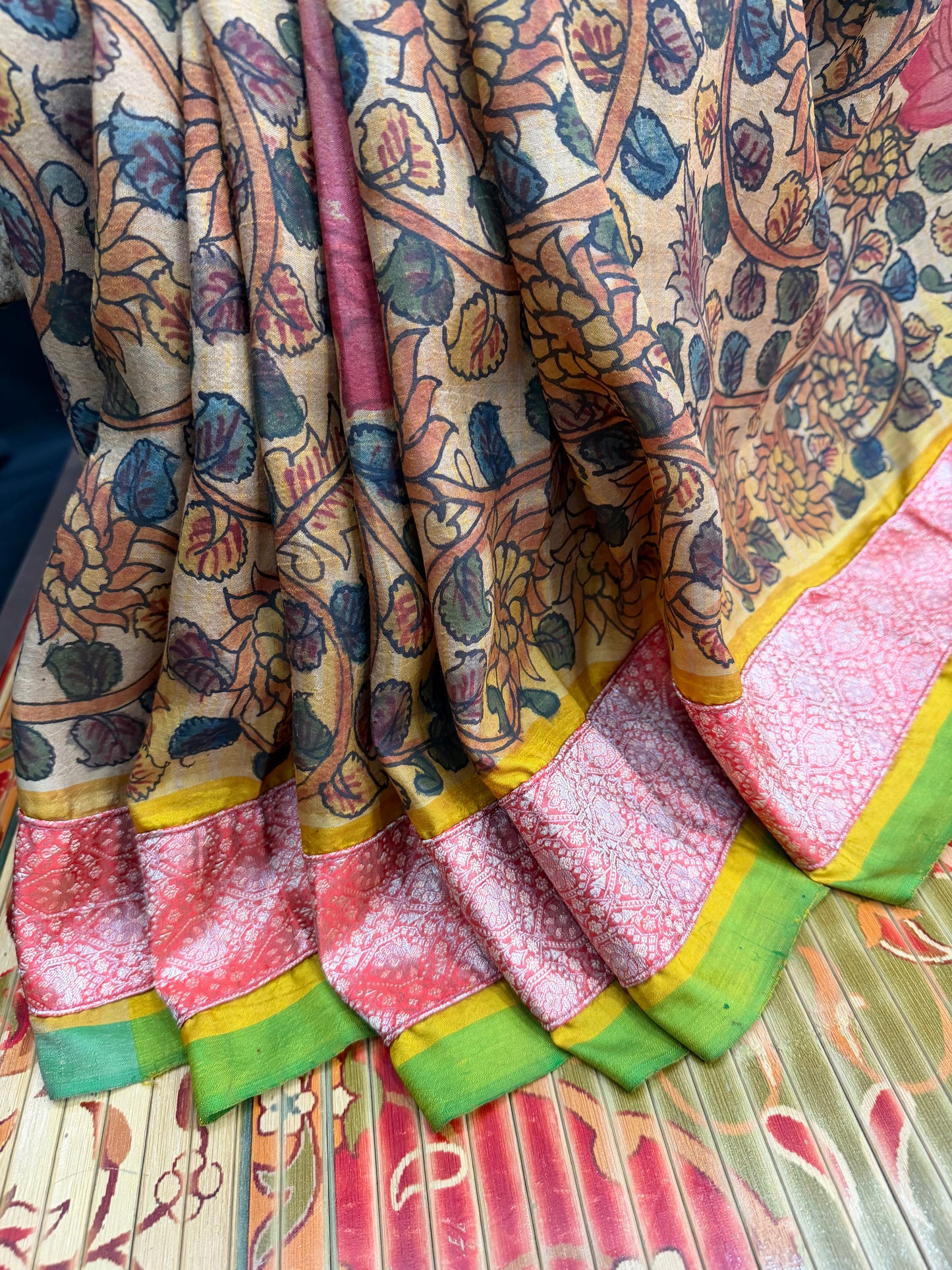 Gadwal silk penkalamkari saree