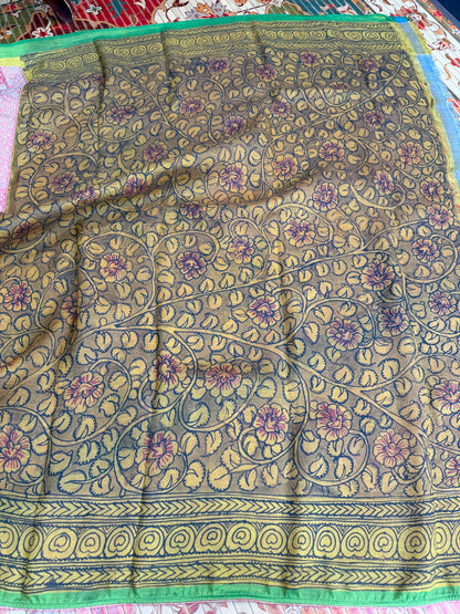 Gadwal silk penkalamkari saree