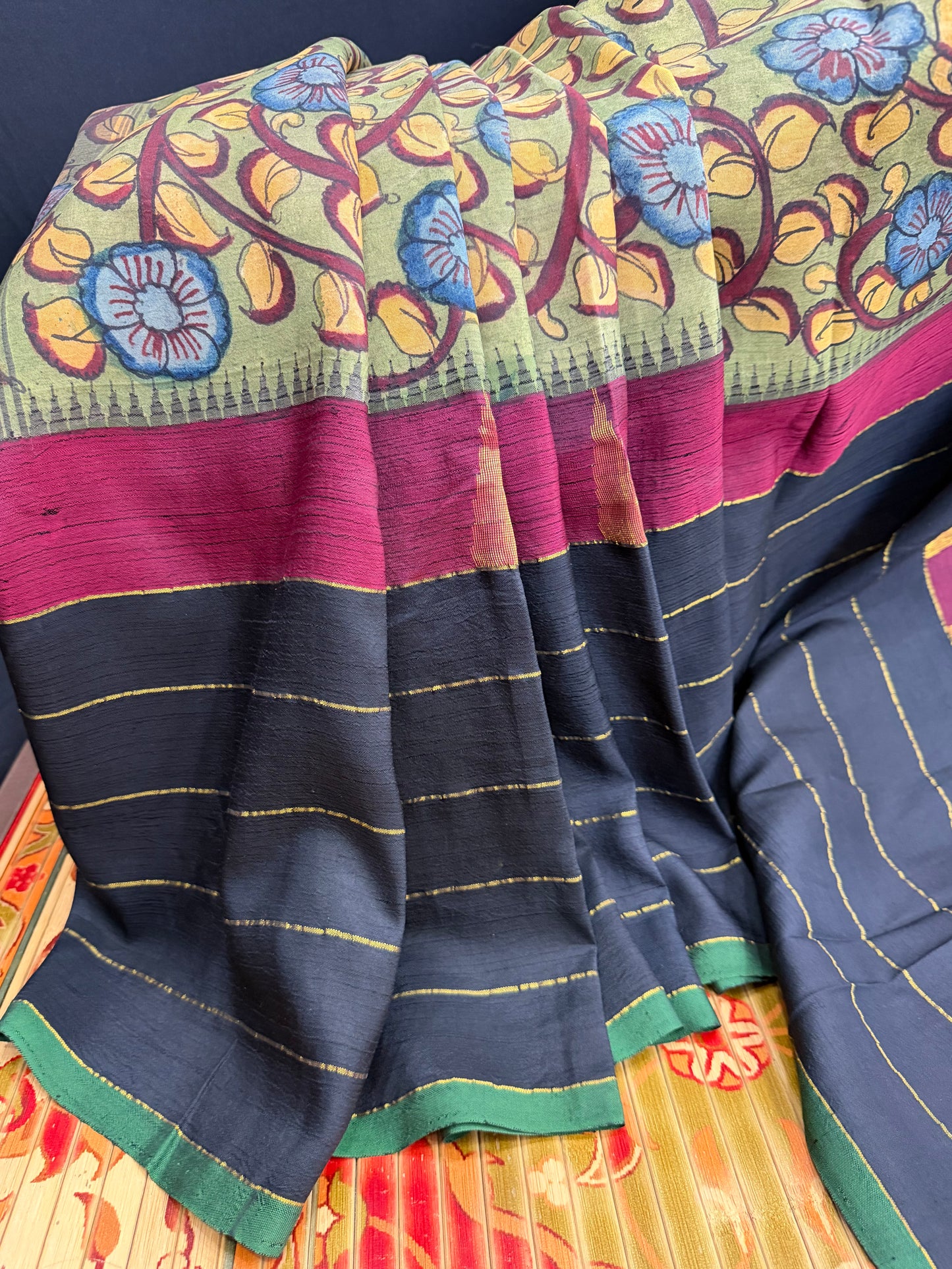 Kanchpattu penkalamkari saree