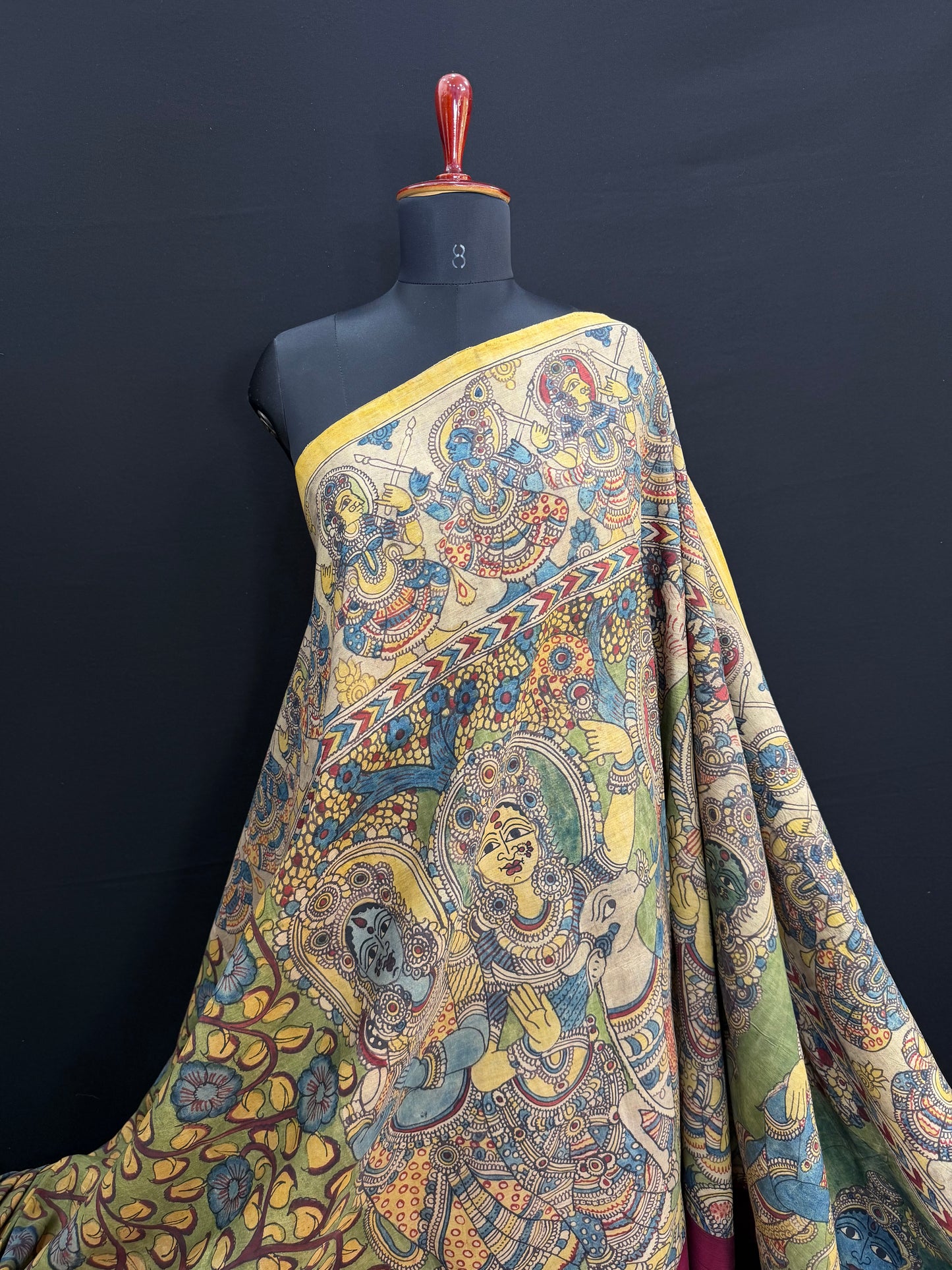 Kanchpattu penkalamkari saree