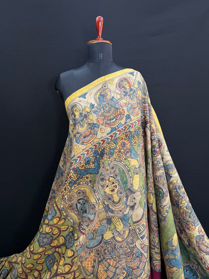 Kanchpattu penkalamkari saree