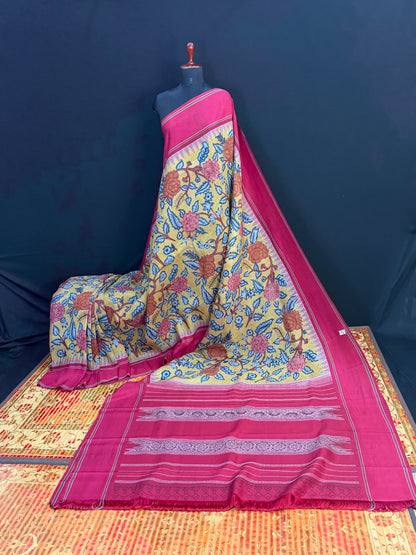 Kanchipattu with penkalamkari saree