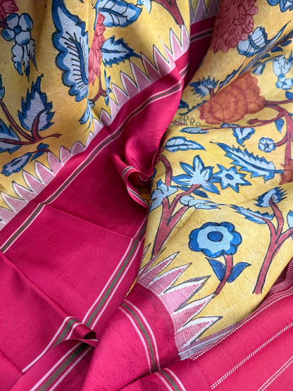Kanchipattu with penkalamkari saree