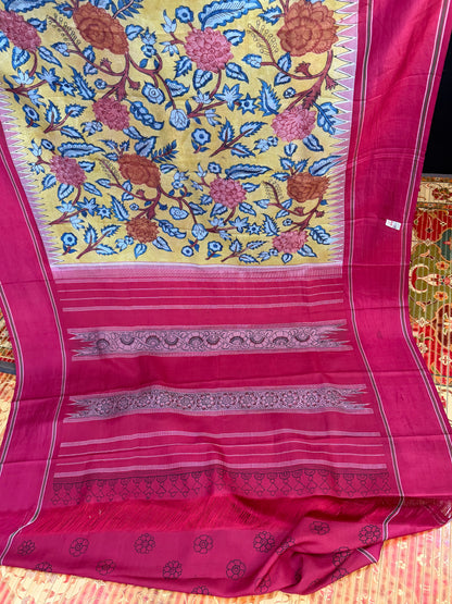 Kanchipattu with penkalamkari saree