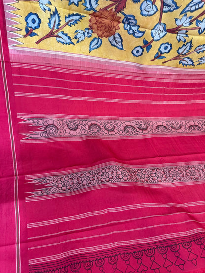 Kanchipattu with penkalamkari saree