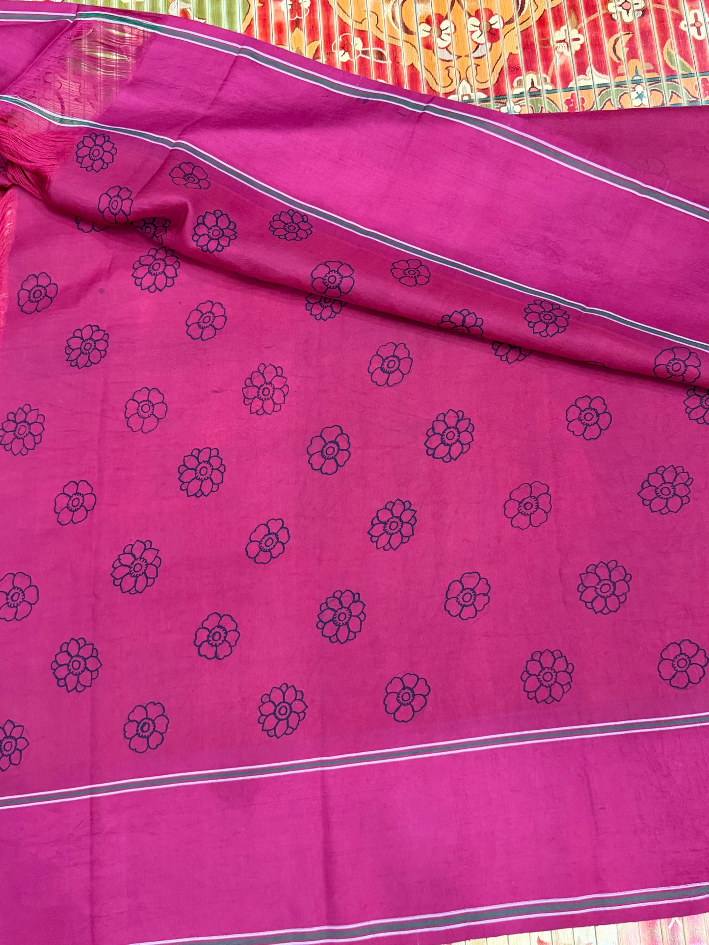 Kanchipattu with penkalamkari saree