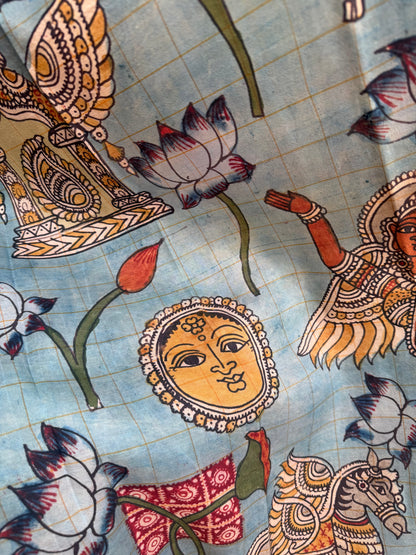 Gadwal silk penkalamkari saree