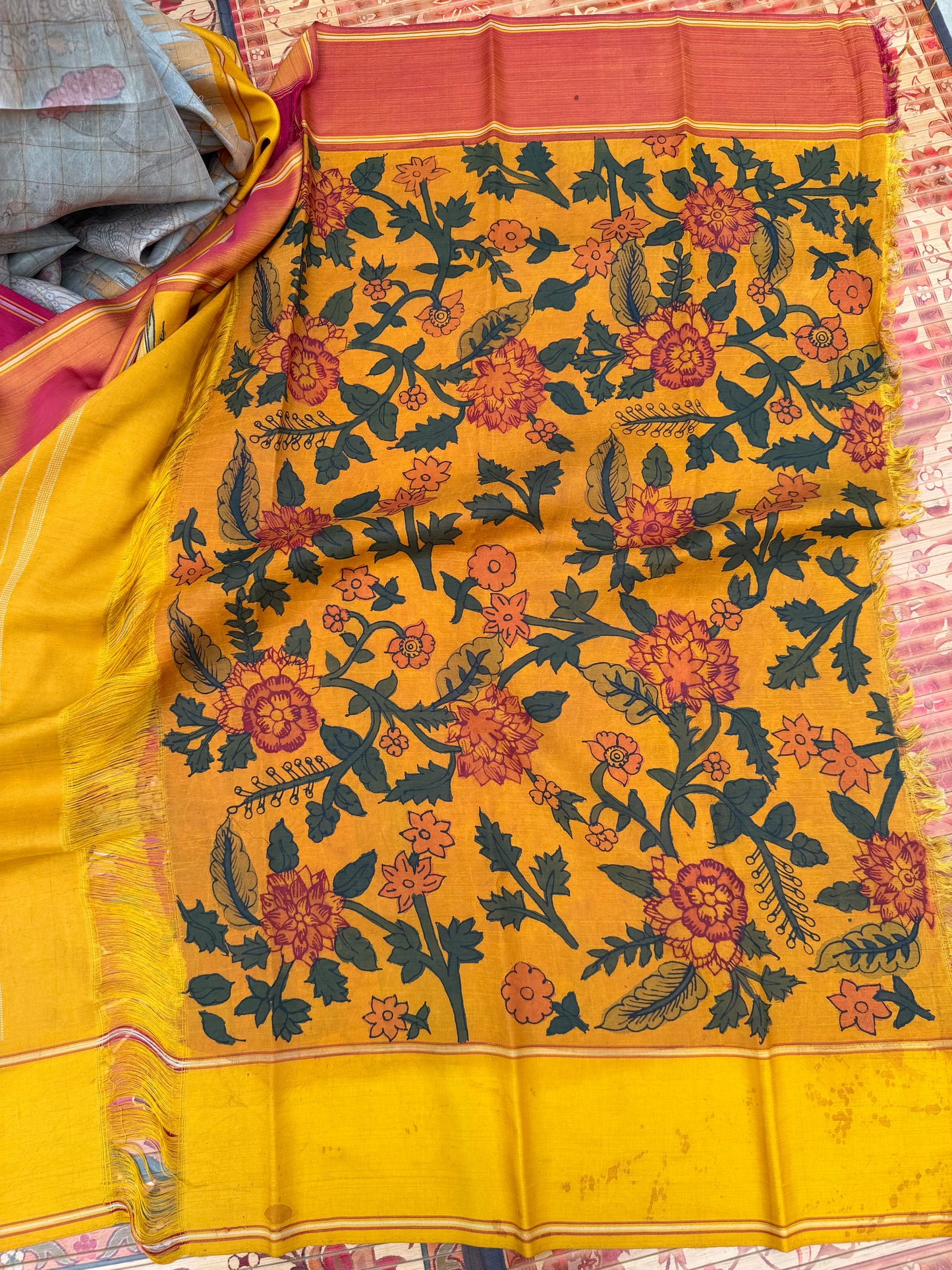 Gadwal silk penkalamkari saree
