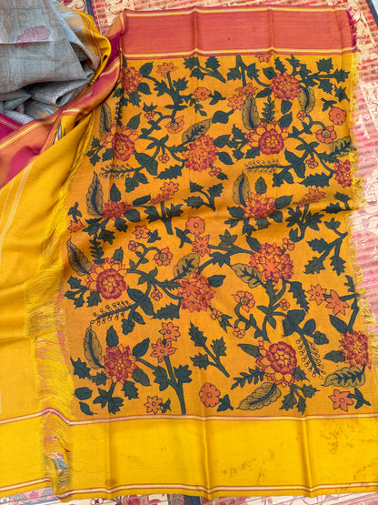 Gadwal silk penkalamkari saree