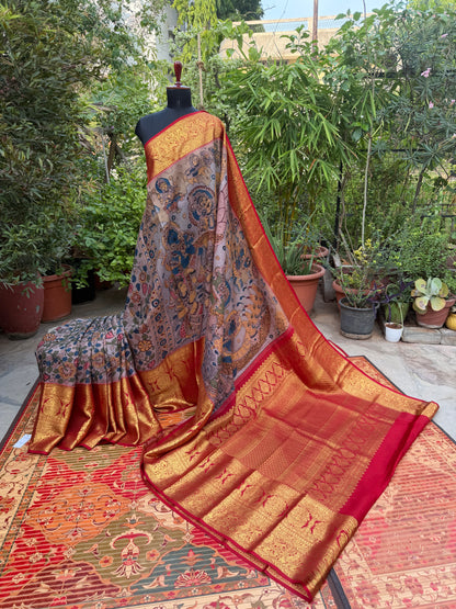 Kanchipattu penkalamkari saree