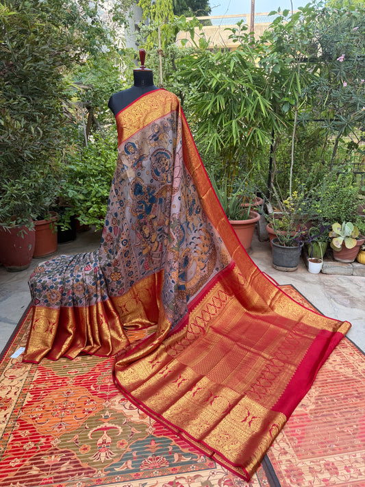 Kanchipattu penkalamkari saree