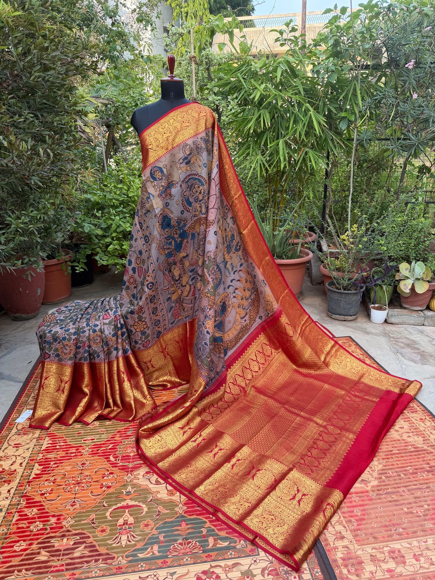 Kanchipattu penkalamkari saree