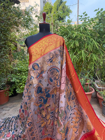 Kanchipattu penkalamkari saree