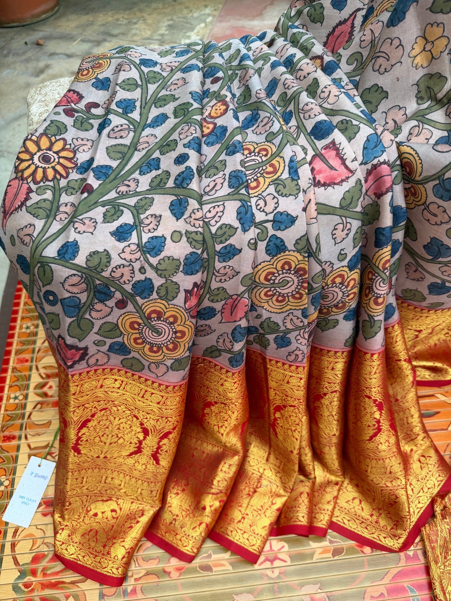 Kanchipattu penkalamkari saree