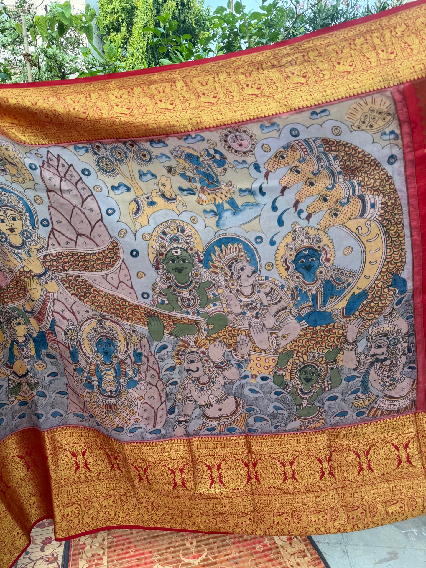 Kanchipattu penkalamkari saree