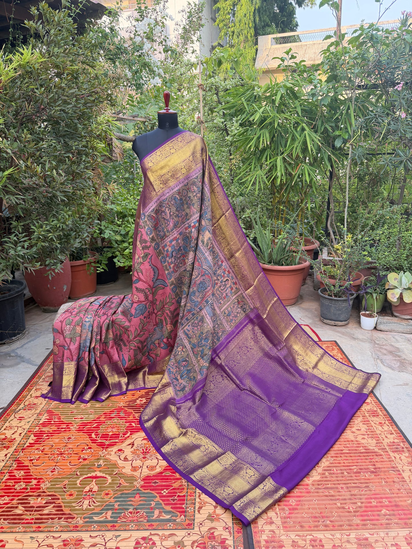 Kanchipattu penkalamkari saree