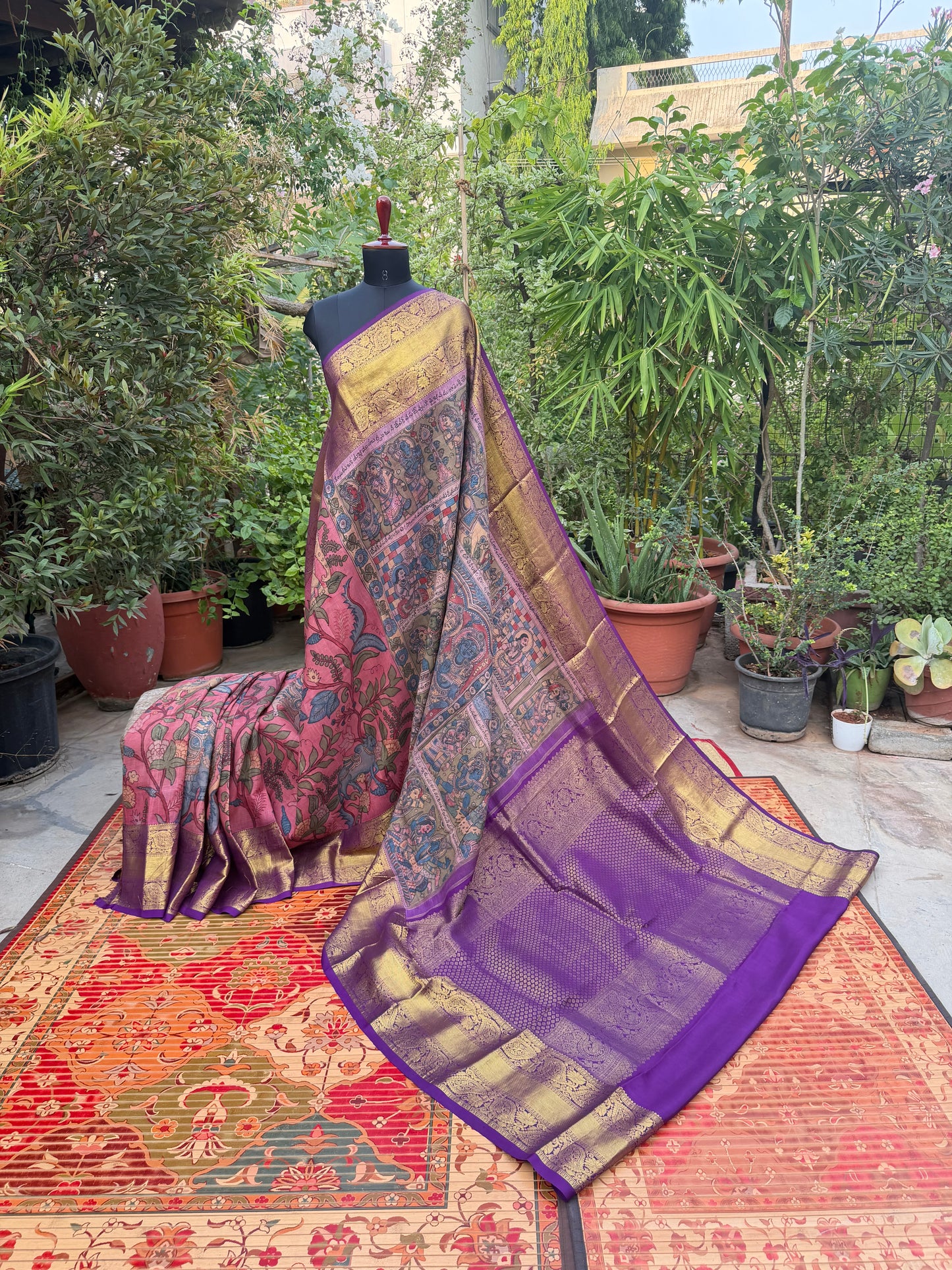 Kanchipattu penkalamkari saree