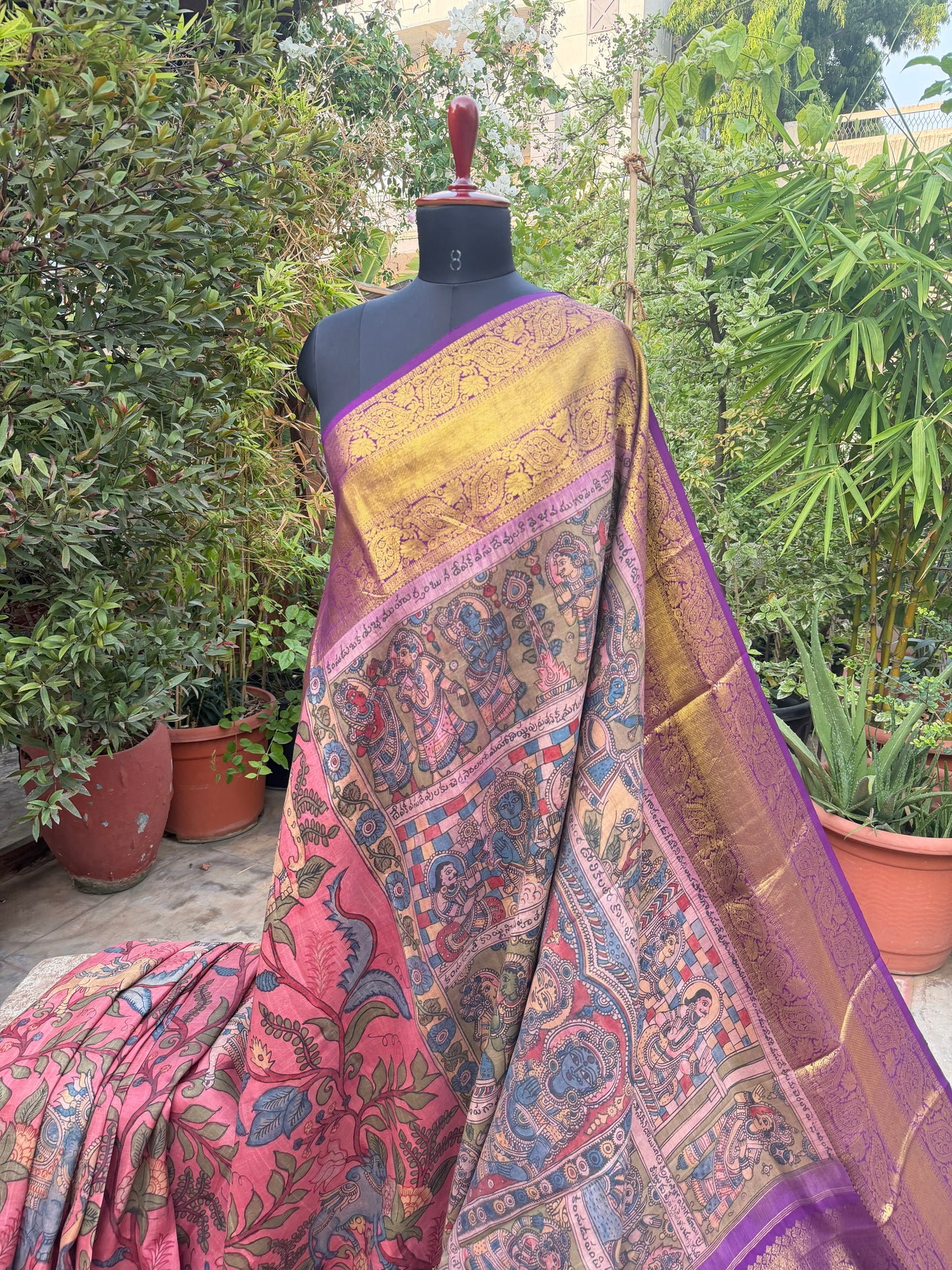 Kanchipattu penkalamkari saree