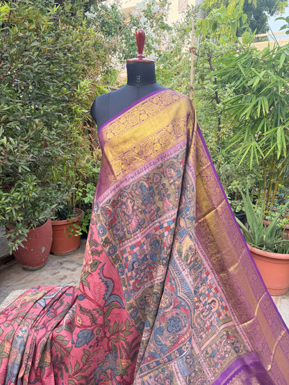 Kanchipattu penkalamkari saree