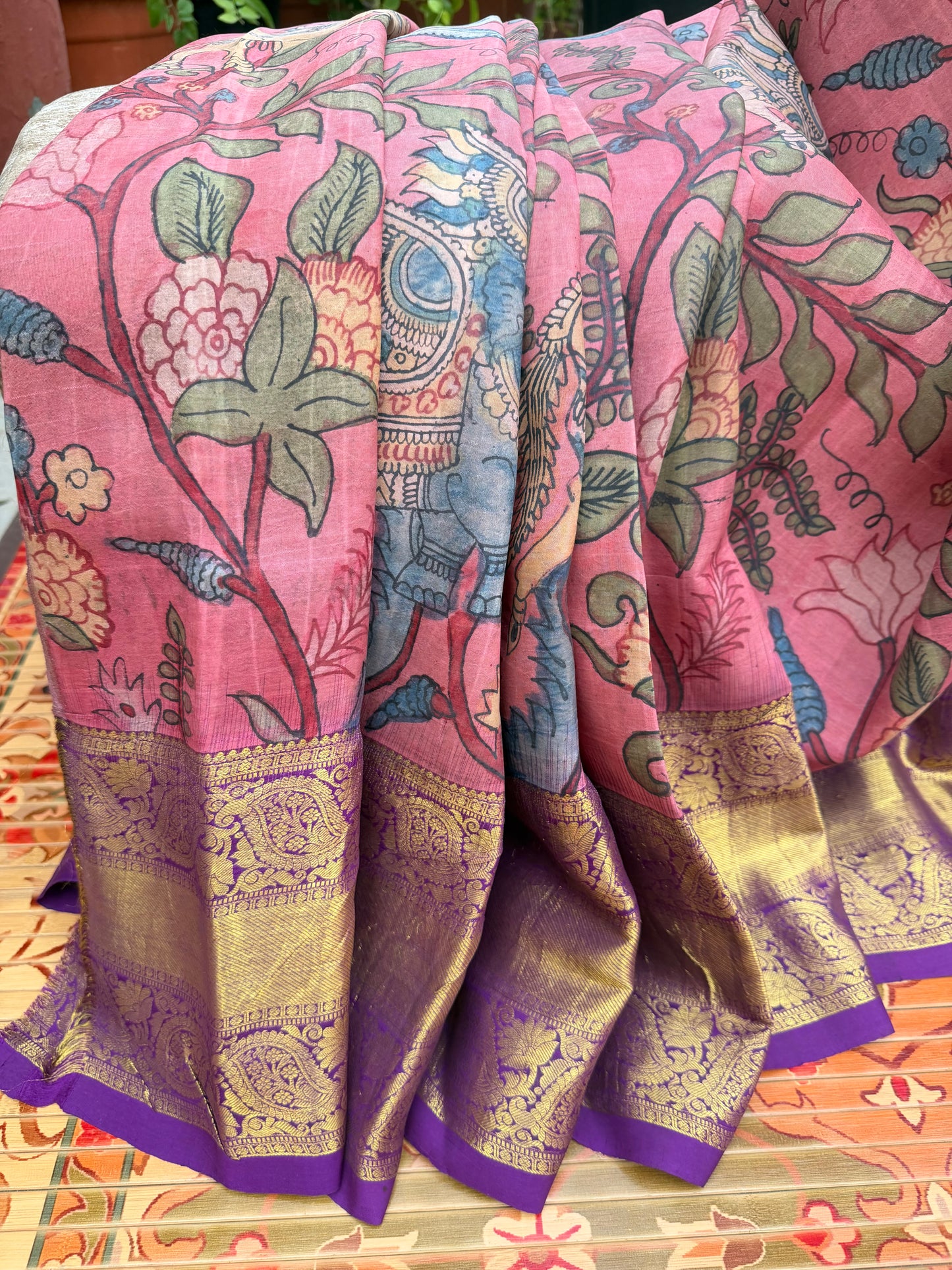 Kanchipattu penkalamkari saree