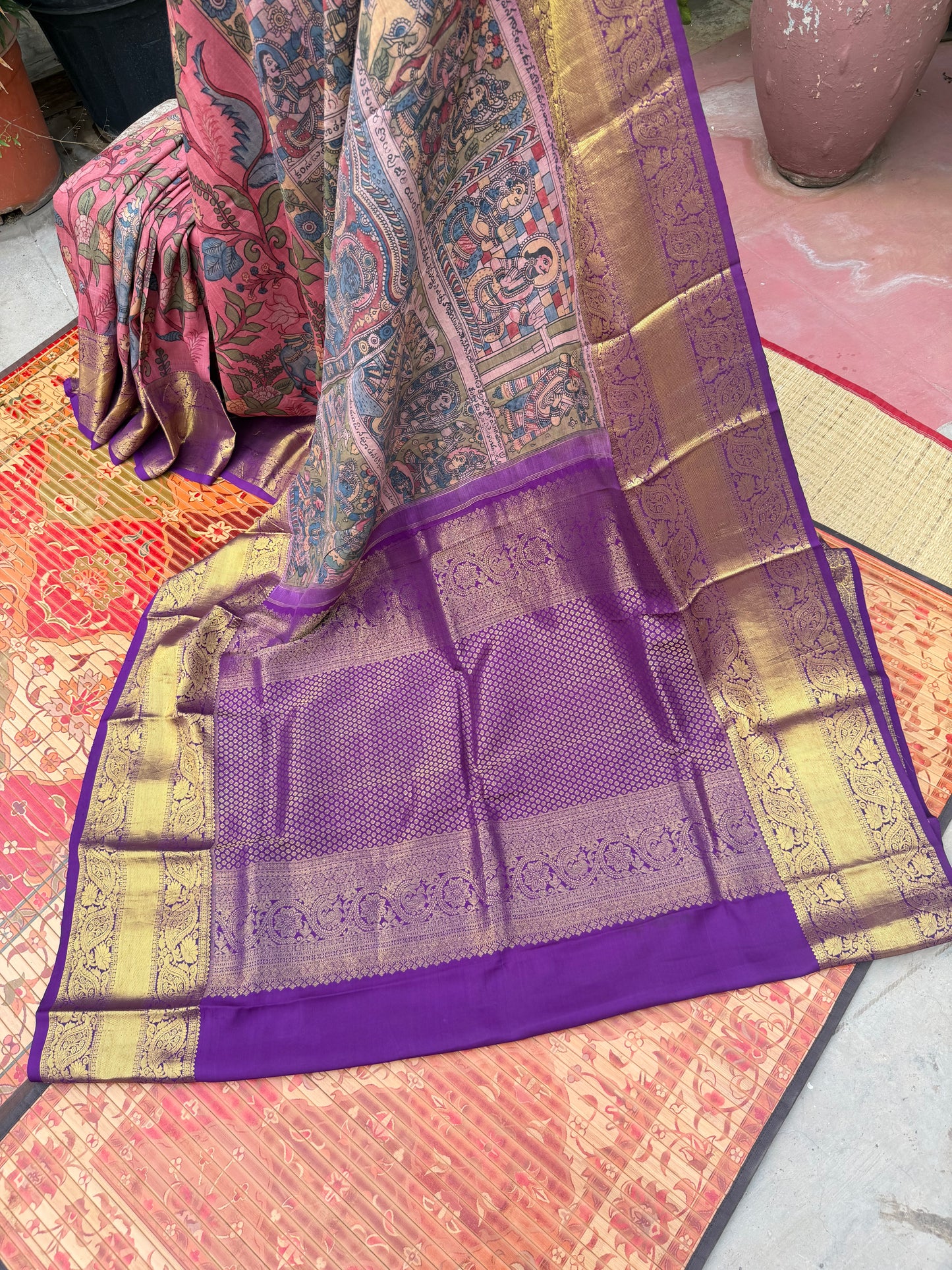 Kanchipattu penkalamkari saree