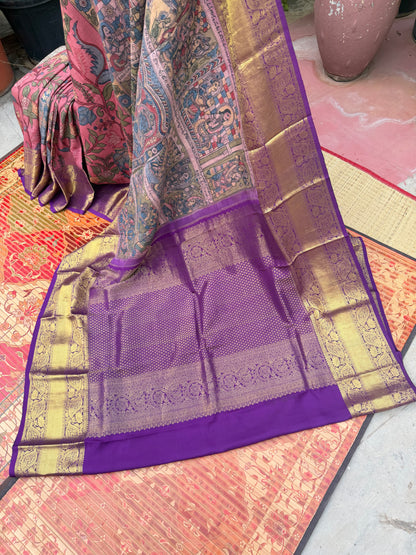 Kanchipattu penkalamkari saree