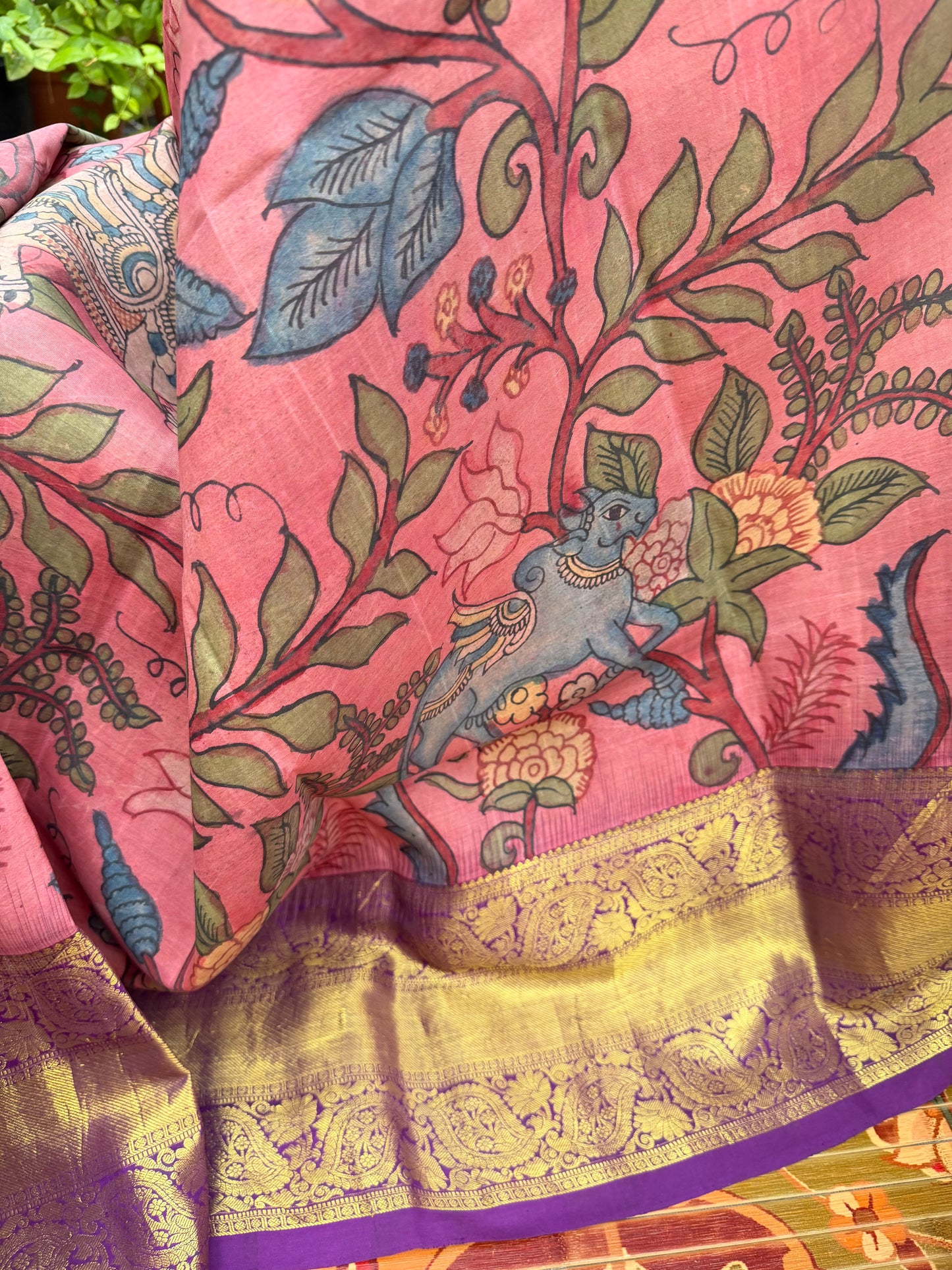 Kanchipattu penkalamkari saree