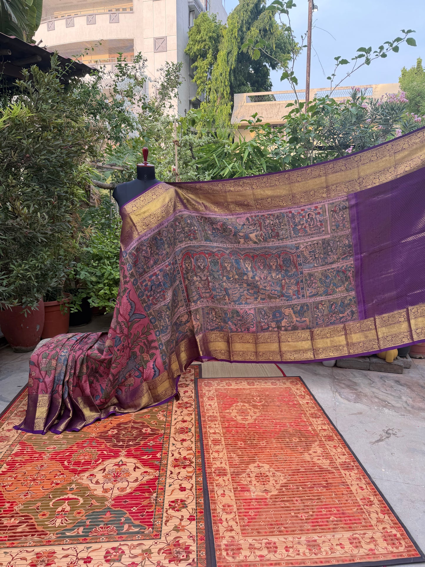Kanchipattu penkalamkari saree