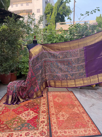 Kanchipattu penkalamkari saree