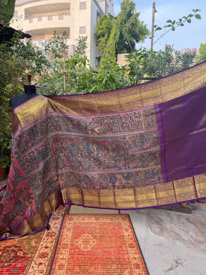 Kanchipattu penkalamkari saree