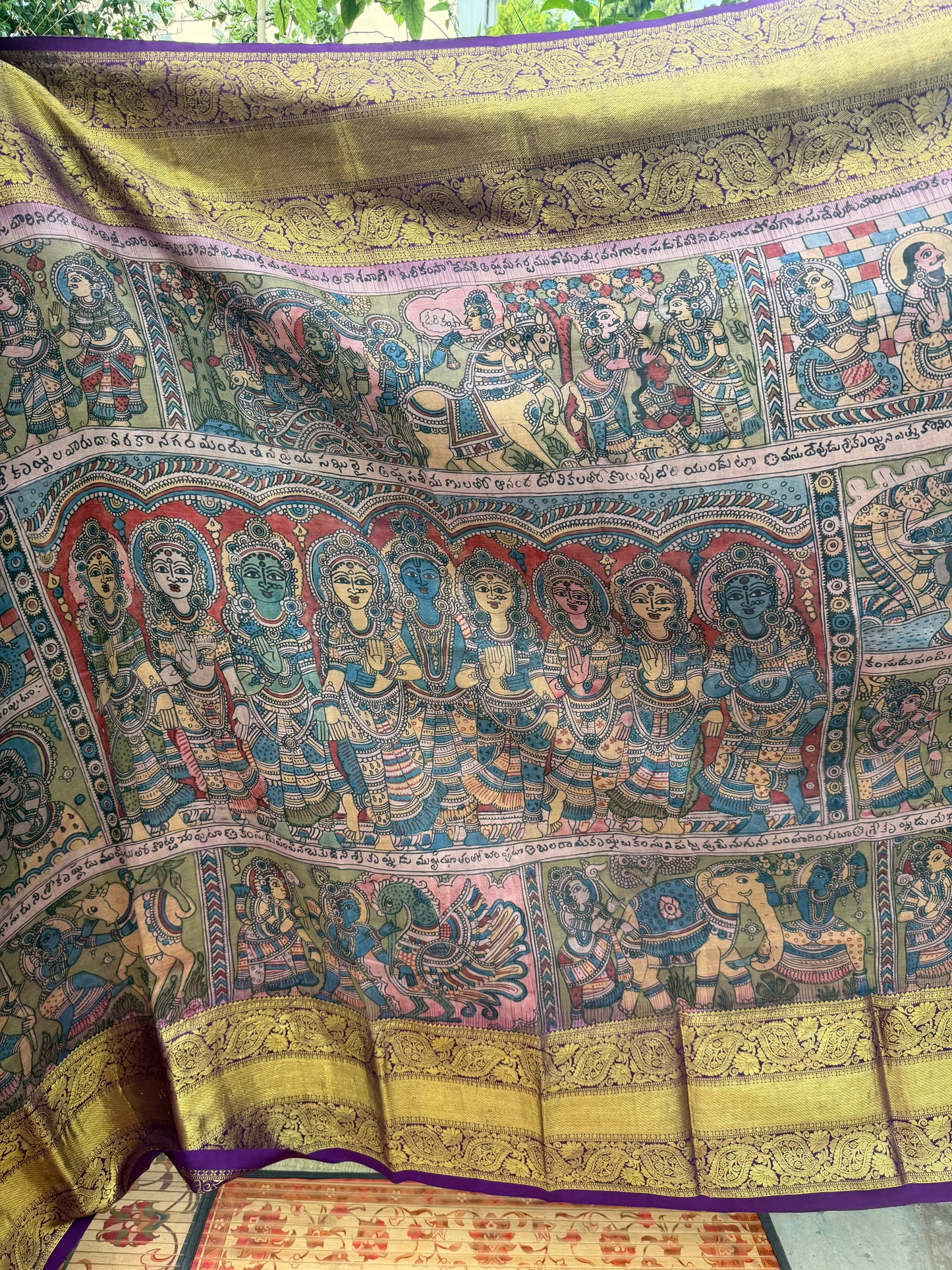 Kanchipattu penkalamkari saree