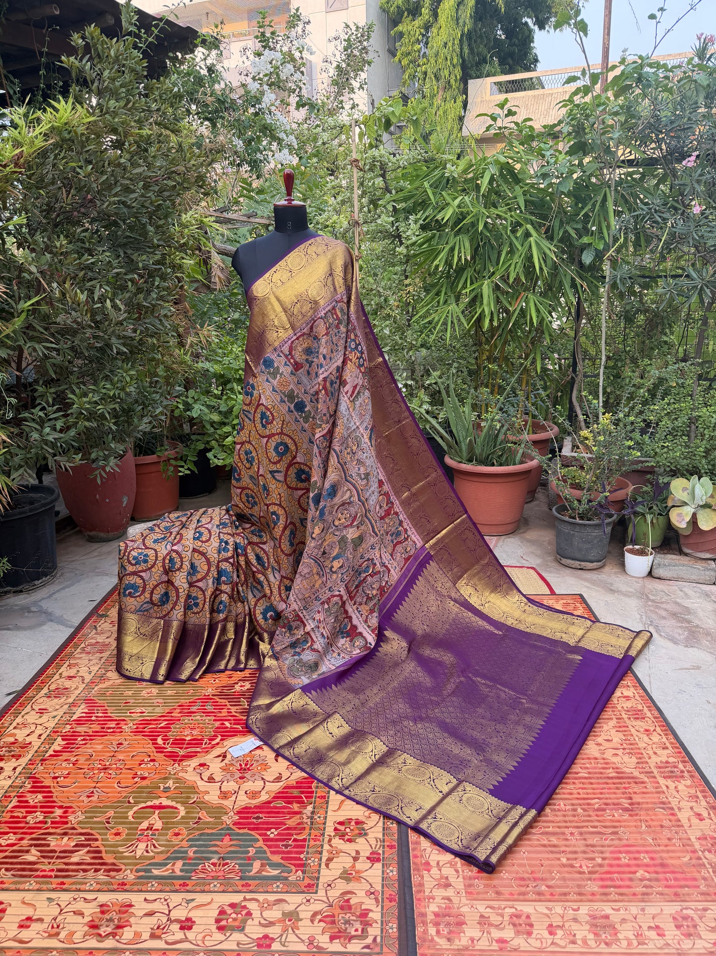 Kanchipattu penkalamkari saree