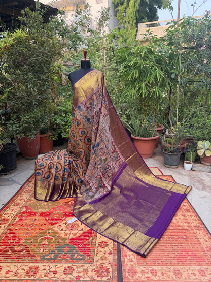 Kanchipattu penkalamkari saree