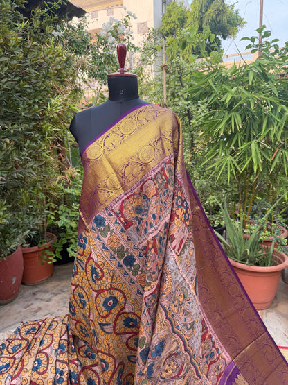 Kanchipattu penkalamkari saree