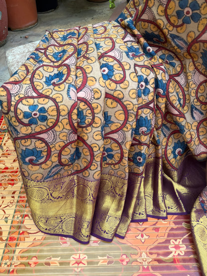 Kanchipattu penkalamkari saree
