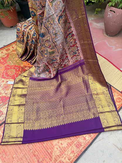 Kanchipattu penkalamkari saree