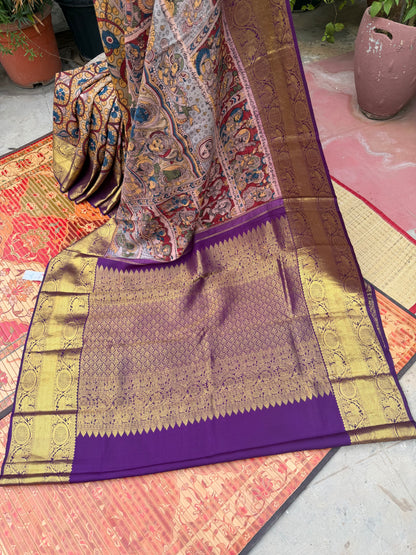 Kanchipattu penkalamkari saree