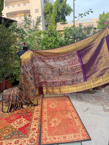 Kanchipattu penkalamkari saree