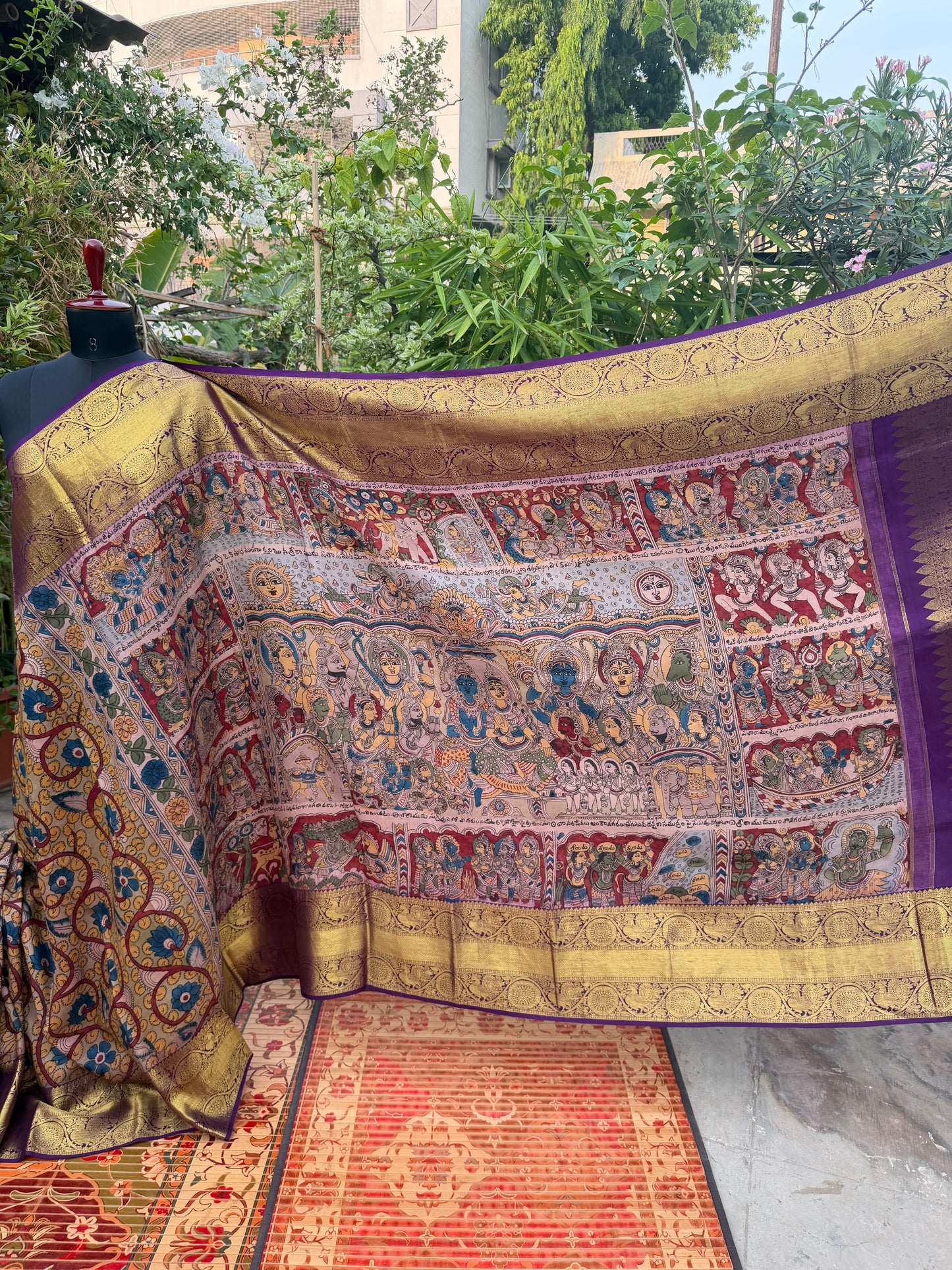 Kanchipattu penkalamkari saree