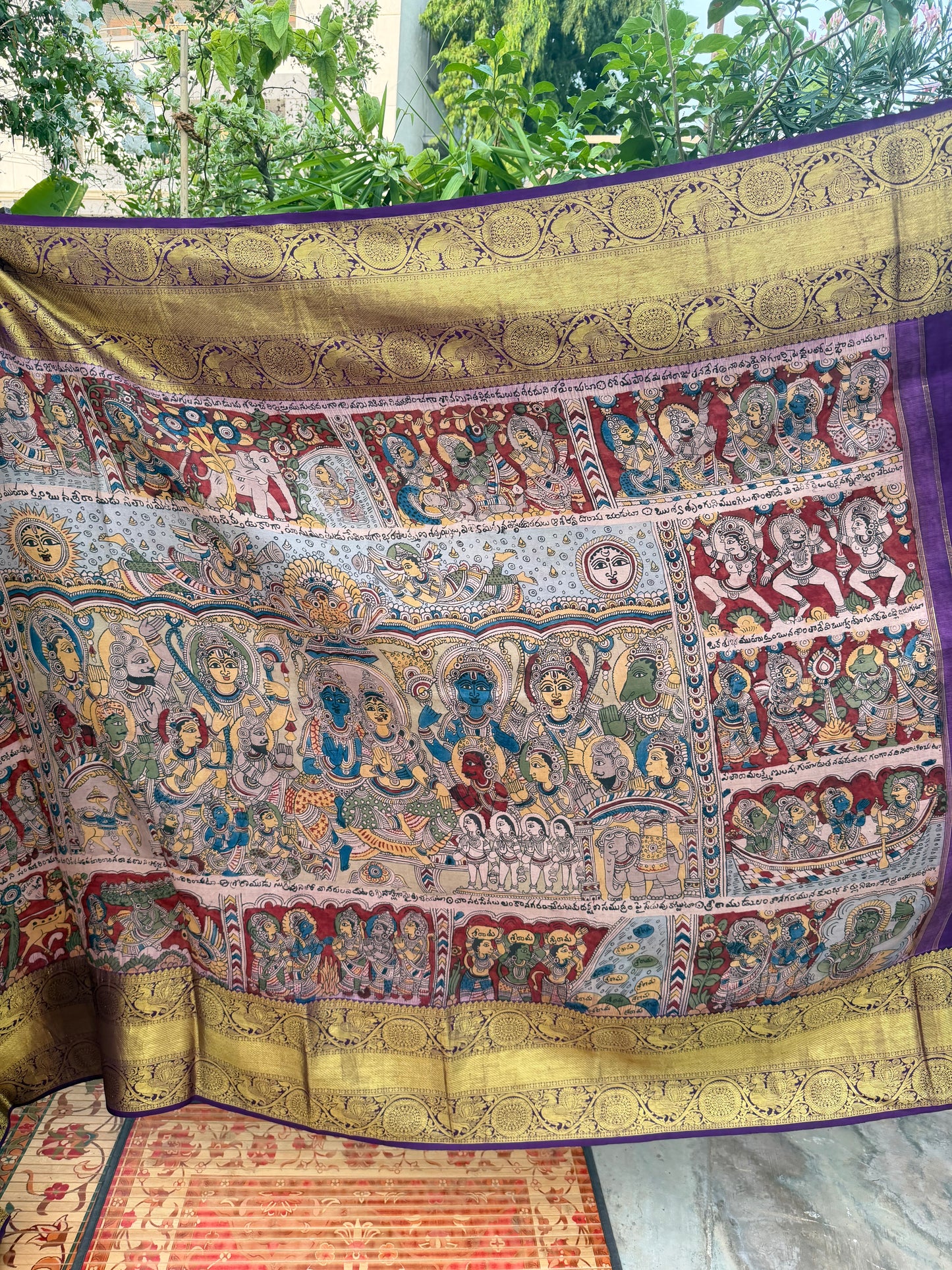 Kanchipattu penkalamkari saree